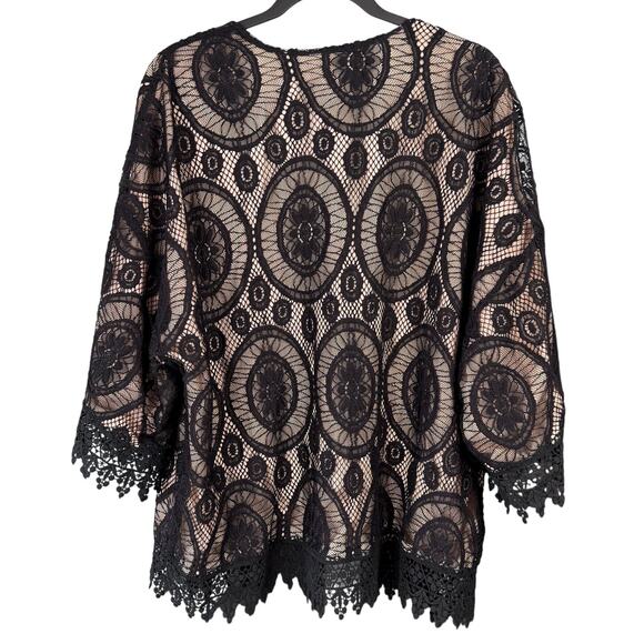 Vintage Inspired Sz L Black Lace Kimono Whimsigoth Witchy Boho Chic Cardigan - Picture 2 of 9